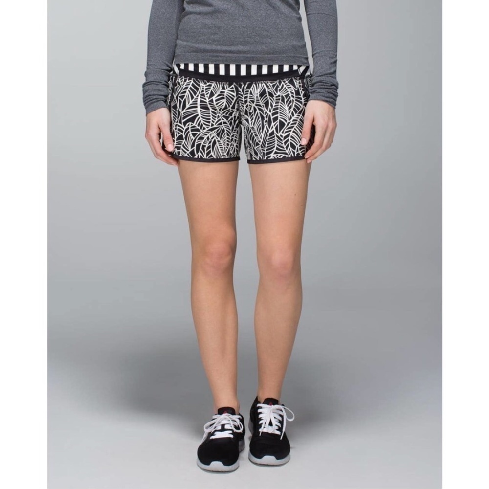 Lululemon Run Times Short Size 4 *4-way Stretch Black & White